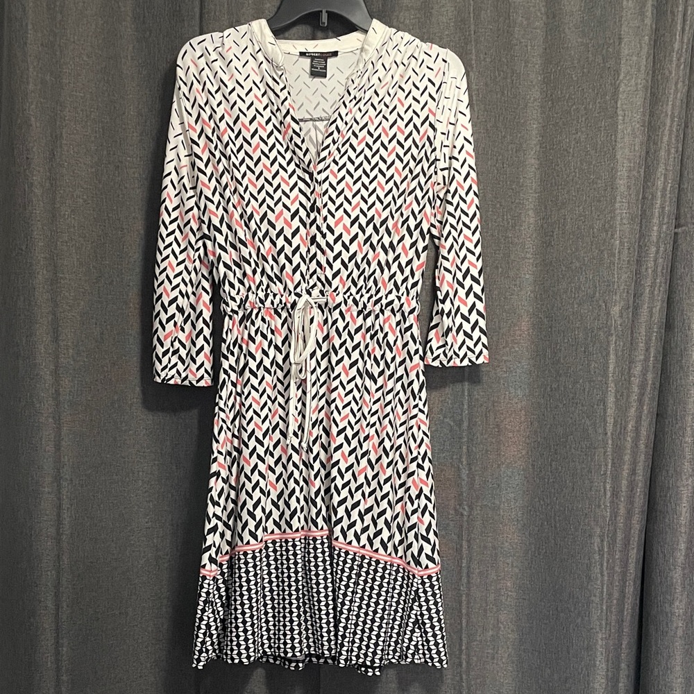 Robert Louis Black, White, and Pink Geometric Dress